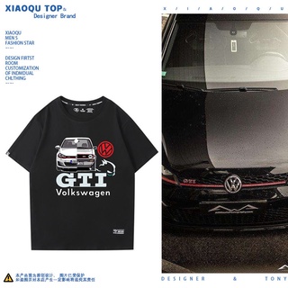 เสื้อยืดโอเวอร์ไซส์Volkswagen Golf ปืนเหล็กขนาดเล็ก gti รถดัดแปลงเสื้อยืดผู้ชายและผู้หญิง mk1mk7 รถความงาม overalls เสื้