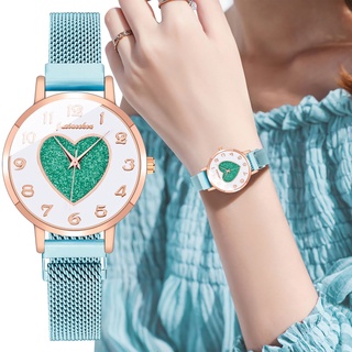 【READY STOCK】Fashion Heart Magnet Women Watch Stainless Steel Ladies Wristwatch