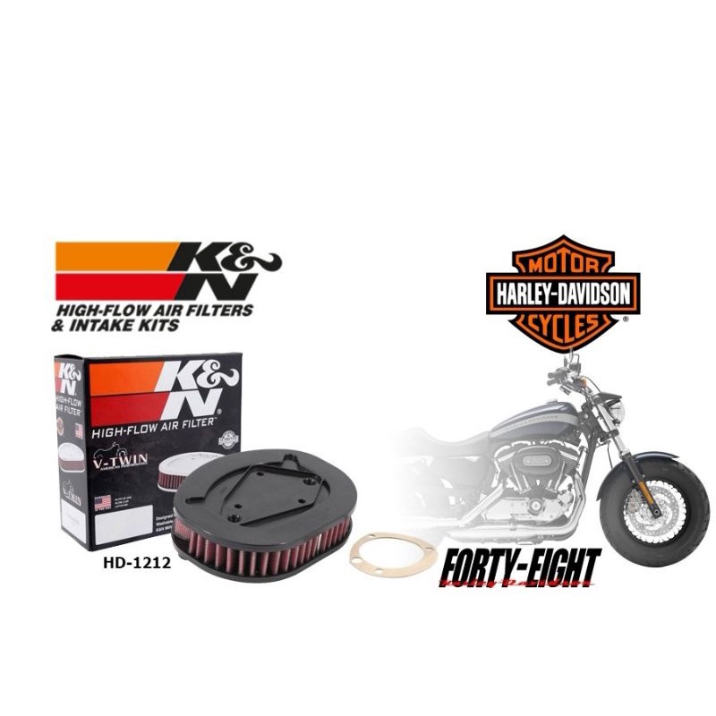 กรองอากาศเเต่ง K&N สำหรับ Harley Davidson XL883iron  XL1200Forty-Eight XL1200Roadster (HD-1212)