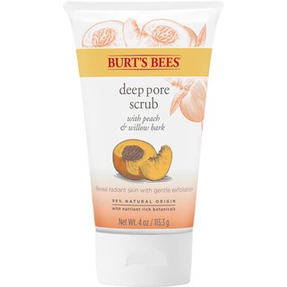 Burts Bees : Peach &amp; Willow Bark Deep Pore Scrub 4oz/113.3g สครับธรรมชาติแท้ที่ได้จากพีชบดละเอียด