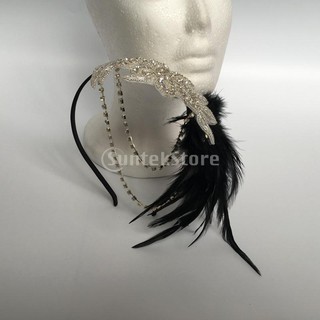 ค้ด GLAM30 ลด 30%  Vintage Feather 1920s Headpiece Flapper Chain Hairband Great Gatsby ที่คาดผม