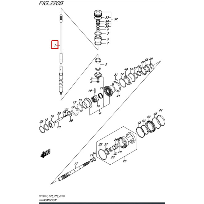 57110-93L12-000 SHAFT, DRIVE(X) เพลาขับ (X) เครื่องยนต์เรือซุซุกิ Suzuki Outboard 57110-93L12 571109