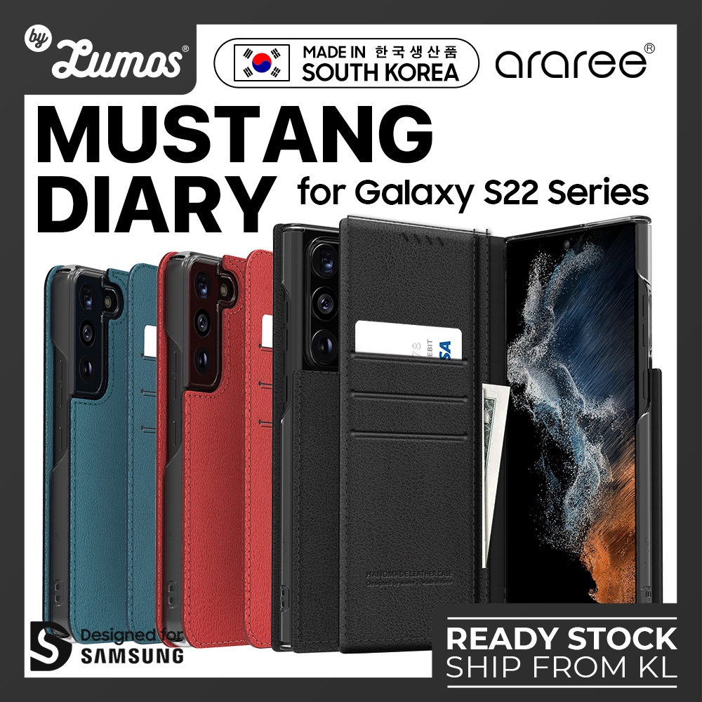 Araree Samsung Galaxy S22 / S22 Plus / S22 Ultra Series Hand Made Premium Mustang Diary Flip Case Ca
