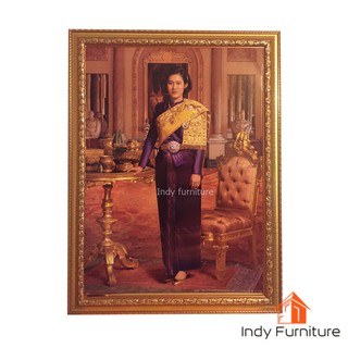 (9494) กรอบรูป พระเทพฯ (ชุดไทยสีม่วงสไบทองยืน) ขนาด 46x59 ซม.