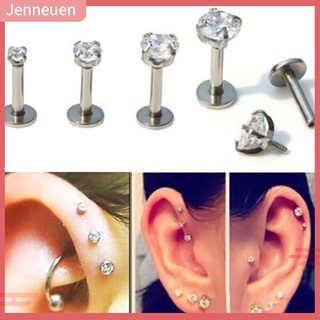 【JENN】เครื่องประดับต่างหูสตั๊ด เจาะหู รูปหุ่นยนต์ Cubic Zirconia Labret 1 ชิ้น