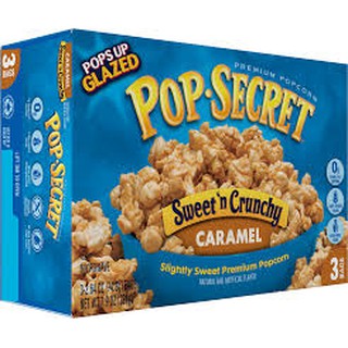 Pop Secret - CARAMEL ป๊อปซีเคร็ท เมล็ดข้าวโพดดิบ สำหรับไมโครเวฟ รสคาราเมล (3 Bag) 🔥🔥ล๊อตใหม่ พร้อมส่งด่วน!!