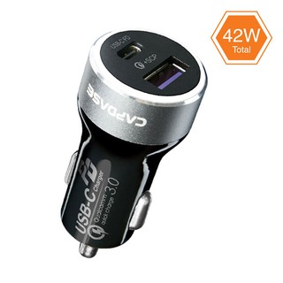 ที่ชาร์จในรถยนต์แบบ2ช่อง( USB-A และ USB-C) CAPDASE RAPIDER SUPER 2P42 QC 3.0 AND USB-C PD CAR CHARGER