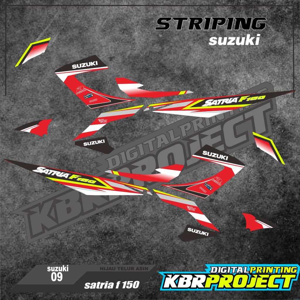 SATRIA F หลายสีสติกเกอร์ striping รายชื่อรถจักรยานยนต์ SUZUKI SATRIA F 150 09 Racing SATRIA F