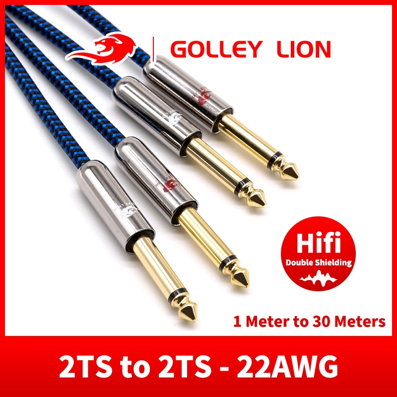 Golley Lion Dual 1/4" Ts Mono 6.35มม.to 2x 6.35มม.Male แจ็คสายเคเบิ้ลเสียงสําหรับกีตาร์ออแกนเครื่องข