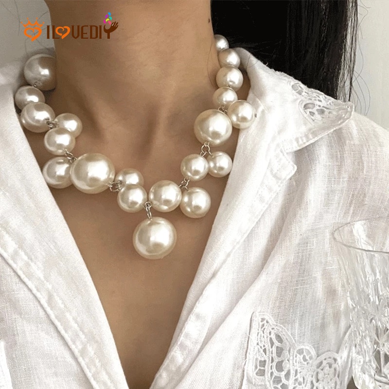 สร้อยคอโชคเกอร์ ประดับไข่มุก ขนาดใหญ่ สไตล์ฝรั่งเศส วินเทจ หรูหรา เครื่องประดับ สําหรับผู้หญิง แฟนสาว งานแต่งงาน ปาร์ตี้ ของขวัญ