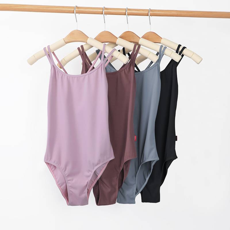 บัลเล่ต์ Leotard ผู้ใหญ่ผู้หญิงบอดี้สูทสายรัดคู่ Gymnastic Leotard Camisole Dancewear