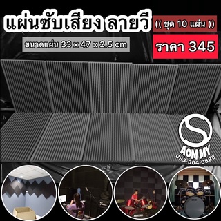 (ชุด10แผ่น)แผ่นซับเสียง,แผ่นดูดซับเสียง(ลายวี)