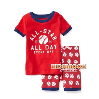 [แท้]OLD615 ชุดนอน Old Navy (เข้ารูป) รุ่น Graphic Sleep Set (สำหรับเด็กอายุ 1-2 ปี) ผ้ายืด เนื้อดี ยืดหยุ่นได้ตามตัว