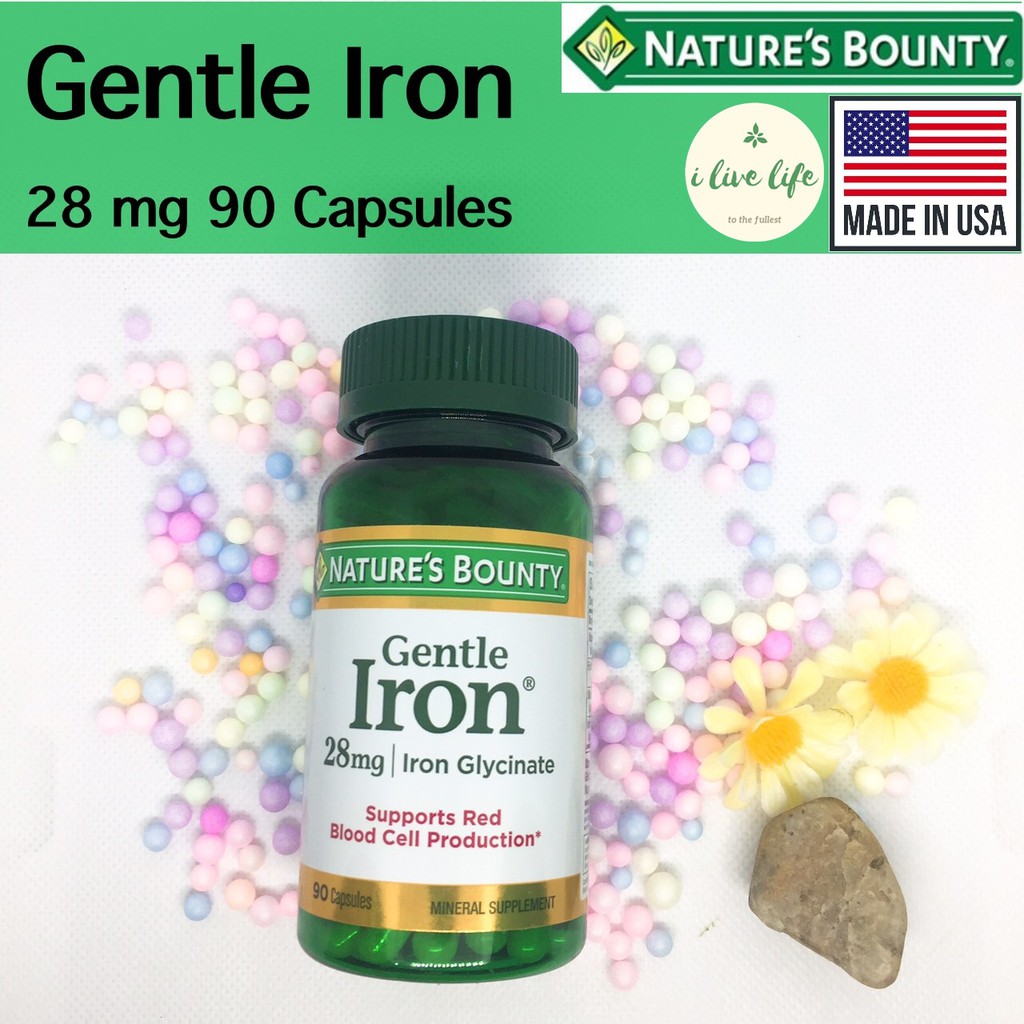 ธาตุเหล็ก Gentle Iron 28 mg 90 Capsules Nature's Bounty อาหารเสริม