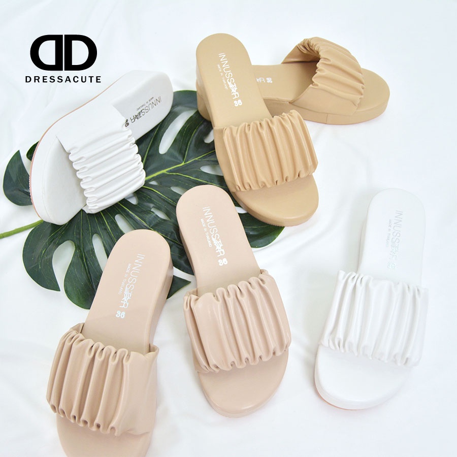 พร้อมส่ง SS9รองเท้าส้นตึกสวม หนังย่น ส้นตึก สวยน่ารักมาก สูง 1.5 นิ้ว