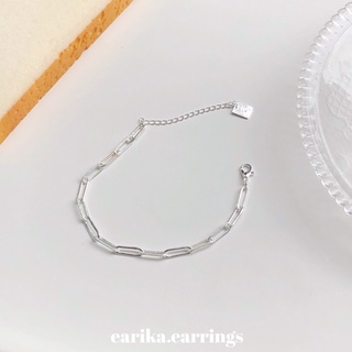 earika.earrings - silver chain bracelet สร้อยข้อมือจี้สายโซ่ ปรับขนาดได้ เหมาะสำหรับคนแพ้ง่าย