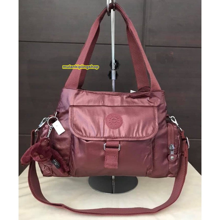 ส่งฟรี Kipling Felix L handbag - Dark Maroon Metallic