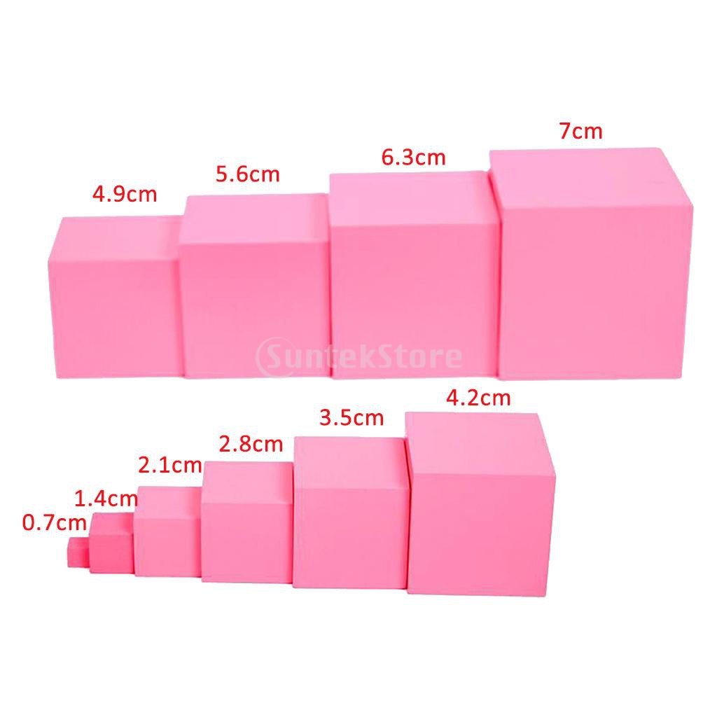 Pink Tower Wooden Cube Stacking Blocks Early Childhood Kids Educational ...