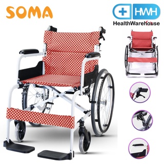 รถเข็นผู้ป่วย Soma 150.5 F22 ( สีส้มแดง ) Wheelchair Hospital วีลแชร์ รถเข็น รถเข็นผู้สูงอายุ พับได้ รถเข็นผู้ใหญ่ วิลแชร์ผู้ป่วย