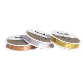 ลวดทองแดงสีคงทนสำหรับร้อยลูกปัด ขนาด 0.3-0.68 มม. สำหรับ DIY งานเครื่องประดับและงานคราฟต์