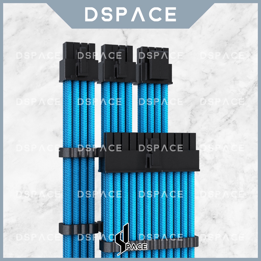 DSPACE MESH-X PSU Sky Blue Premium Sleeve Braided Extension Custom Sleeved Cable พร้อมหวีสําหรับเล่น