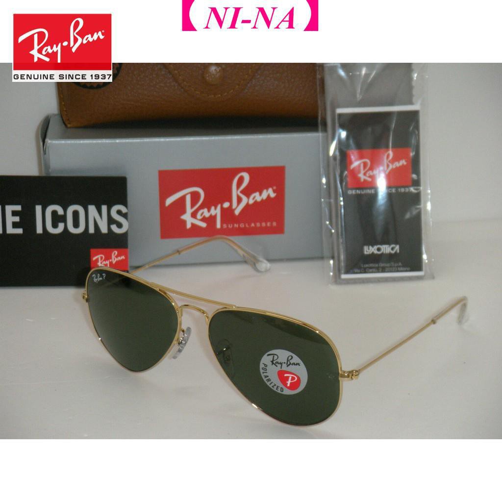 [Original] RayBan แท้ Aviator 3025กรอบ GOLD Green Polarized RB 3025 001/58 58 mm แว่นกันแดด