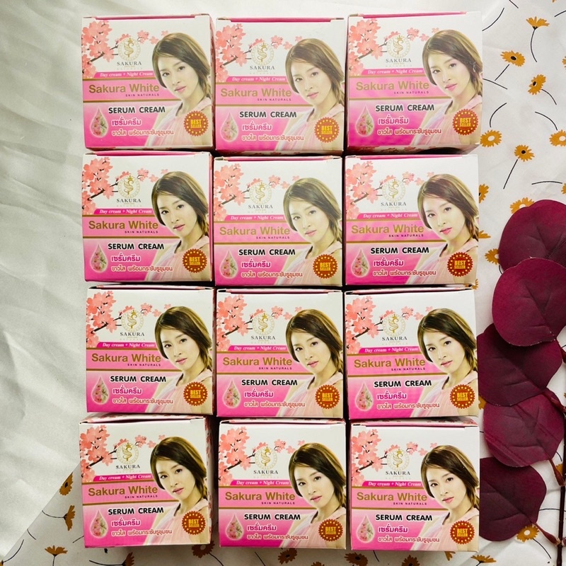 (ครึ่งโหล และยกโหล) 🌸 ครีมซากุระไวท์ sakura white serum cream เซรั่ม ครีมบำรุง✨✨
