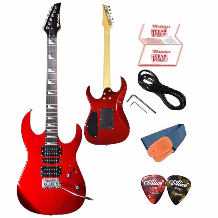 Matrixss กีตาร์ไฟฟ้า Electric Guitar รุ่นME212RD+สายสะพายกีตาร์+สายแจ็คกีตาร์+ที่ขันคอกีตาร์+ปิ๊ก*2+