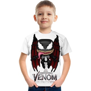 เสื้อยืดแขนสั้นลําลอง พิมพ์ลาย Venom แฟชั่นฤดูร้อน สําหรับเด็กผู้ชาย อายุ 3-13 ปี