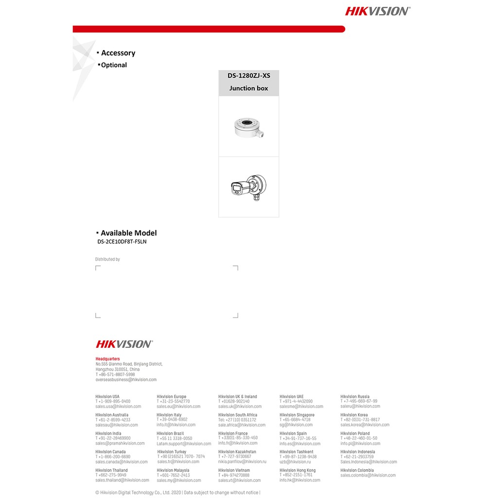 HIKVISION กล้องวงจรปิด 4 ระบบ 2 MP DS-2CE10DF8T-FSLN (2.8mm) COLORVU, มีไมค์ในตัว, ย้อนแสงได้ BY BILLIONAIRE SECURETECH