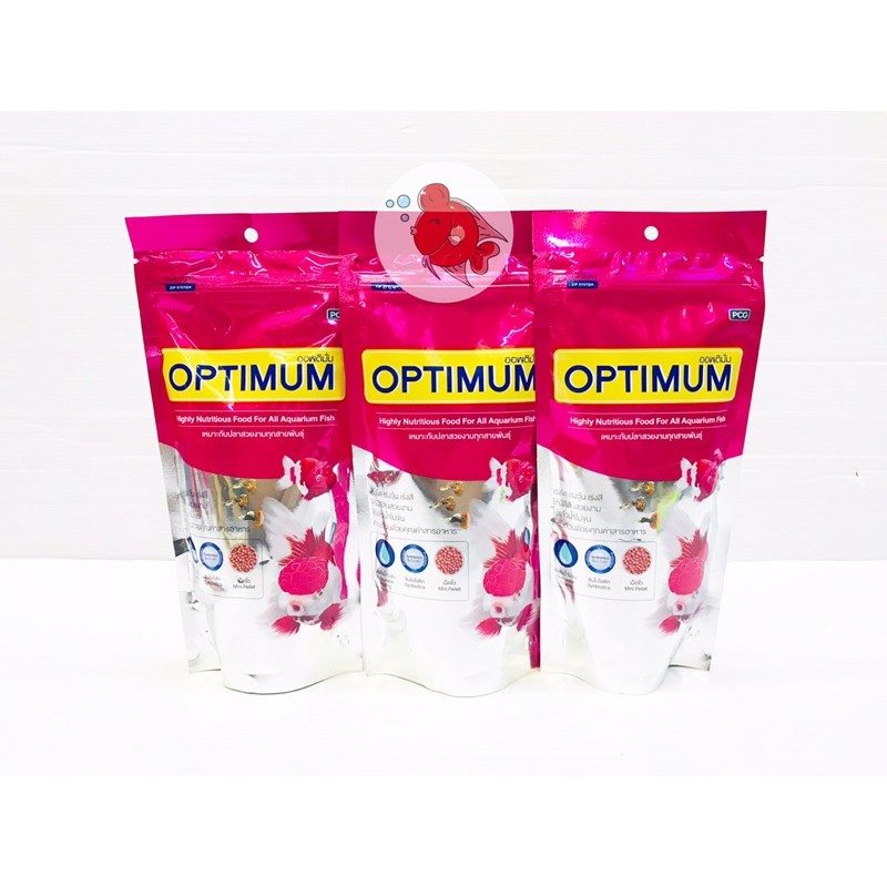 อาหารปลา ออพติมั่ม Optimum 200กรัม เหมาะกับปลาสวยงามทุกสายพันธุ์ เร่งโตเร่งวุ้นเร่งสี ให้ปลามีสีสันสวยงาม