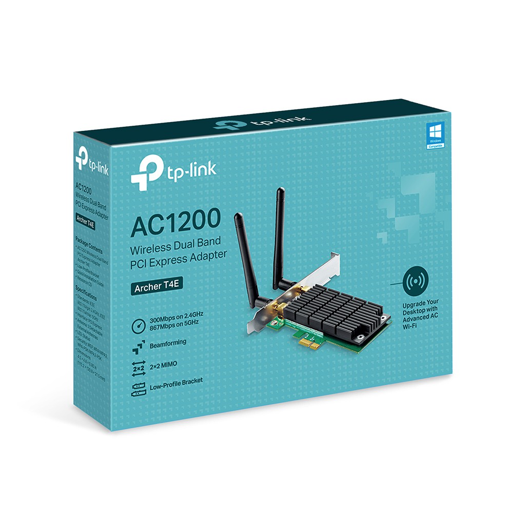 TP-Link Archer T4E การ์ด WiFi AC1200 Dual Band PCI Express Adapter ตัวรับสัญญาณ WiFi สำหรับคอมพิวเตอร์พีซี