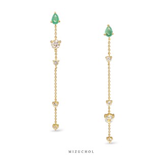 Mizuchol ต่างหูประดับมรกตแท้ Queen of Grace Earrings (Emerald)