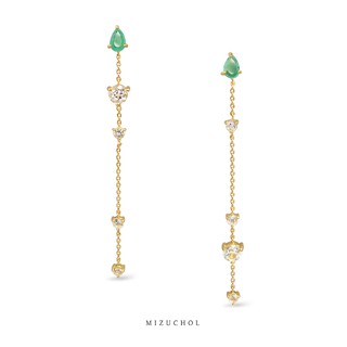 Mizuchol ต่างหูประดับมรกตแท้ Queen of Grace Earrings (Emerald)