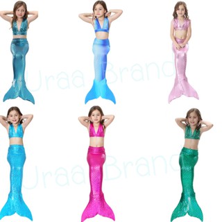 &lt; ส่งฟรี/พร้อมส่ง &gt; ชุดว่ายน้ำเด็ก ชุดเด็ก Mermaid Swiming เซ็ท 3 ชิ้น รุ่น Metalic