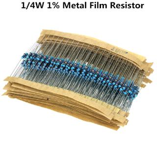 100pcs/lot 1/4W 1% Metal Film Resistor  1R 1.2R 1.5R 2R 2.2R 2.4R 2.7R 3R 3.3R 3.6R 3.9R 4.3R 4.7R 5.1R 5.6R 6.2R Ohm