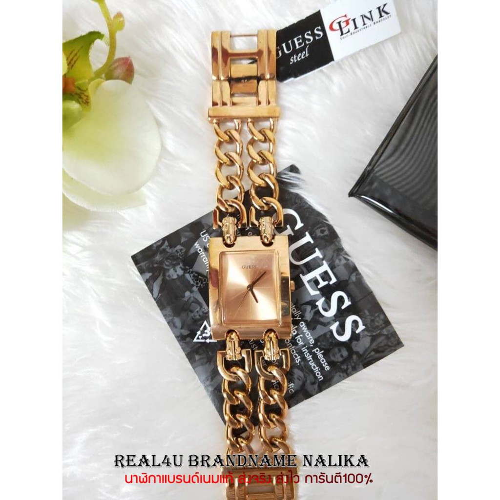 นาฬิกาข้อมือผู้หญิง GUESS Women's Trendy Rose Gold-Tone Double-Chain Bracelet Watch รุ่น W0073L2ของใ