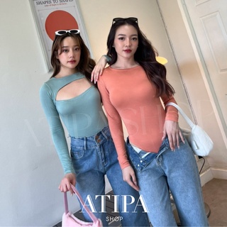 Atipashop - BOTEGA LONGSLEEVE BODYSUIT บอดี้สูท แขนยาว เว้าอก ใส่ได้ทั้งหน้า-หลัง