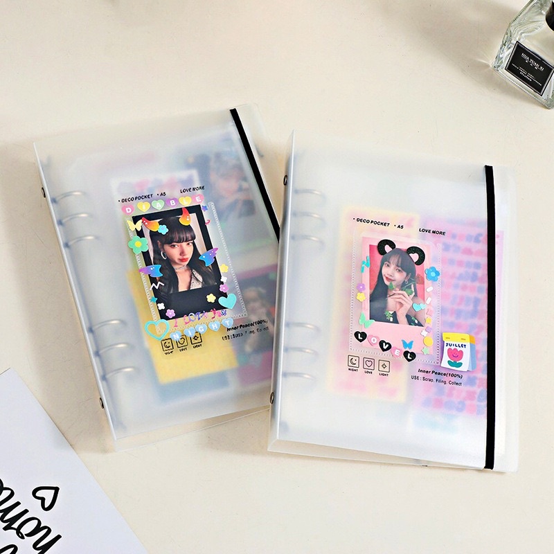 พร้อมส่ง🇹🇭 แฟ้มมีช่องหัวใจ สไตล์เกาหลี ขนาดA5 6ห่วง แฟ้มเก็บการ์ด,โปสการ์ด Photo Album (AB) #G5