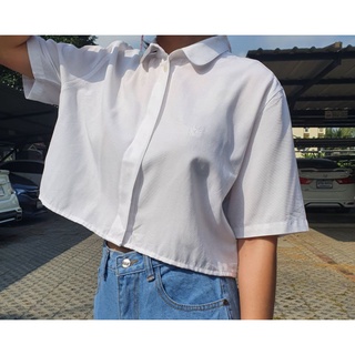 พร้อมส่ง ♥📣 เสื้อครอบสีขาวแขนสั้น แบรนด์ Elton Shirtmaker