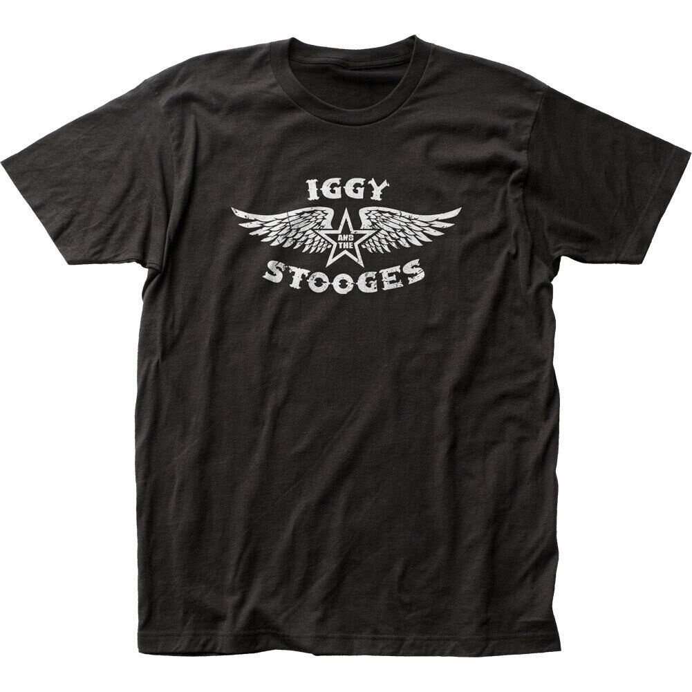 กราฟิกพิมพ์ Iggy Pop Iggy & The Stooges T เสื้อ Mensrock N Roll Band Tee ใหม่สีดํา