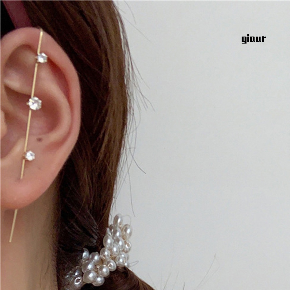 Giaur 1Pc Women Stylish Ear Wrap Hook Stud Surround Diagonal Inlaid ...
