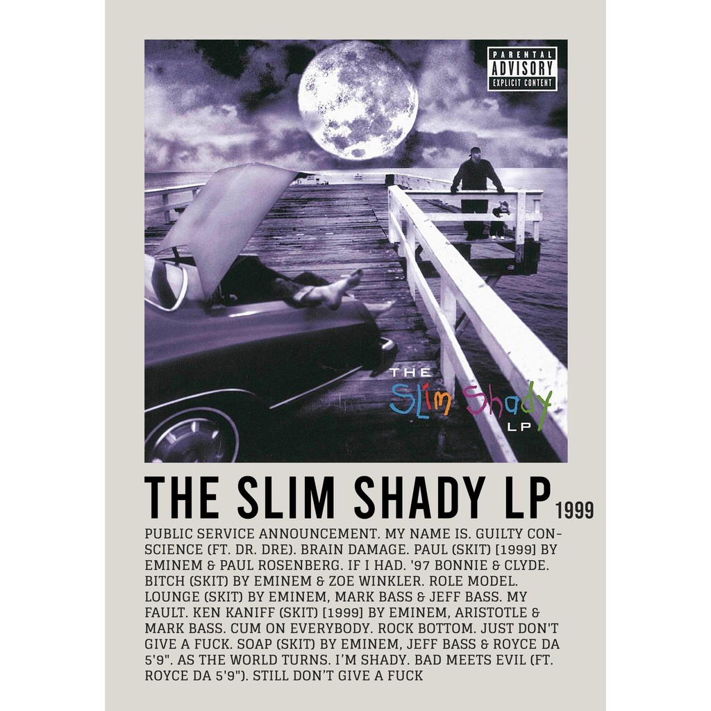 Aesthetic Poster Wall The Slim Shady LP อัลบั้มโดย eminem rapper อันโด่งดัง