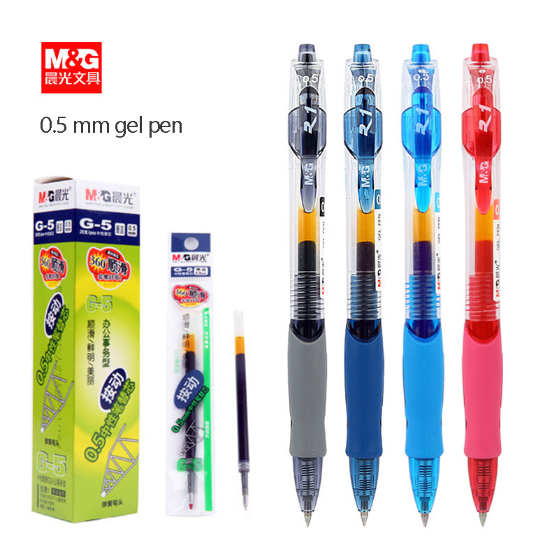 M&G 100% brand! Set of 0.5 mm gel pen & refills Good quality retractable ballpoint School test pens