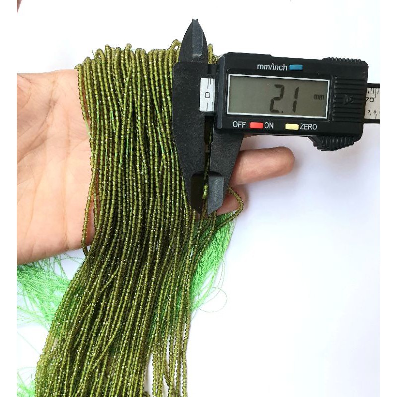 พลอยเพอริดอท สังเคราะห์ 1 เส้น ขนาด 2.1 มม. อะไหล่ร้อยเครื่องประดับ เกรด AAA Peridot Rondelle Faceted Beads - รูปที่ 2