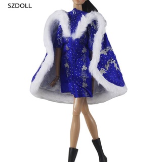 [cxSZDOLL]  Fashion Winter Court Cloak Dress for 1/6 Doll Christmas gift Doll Accessories  DOM