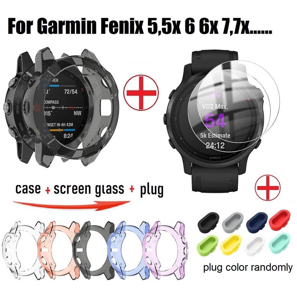 Case+Tempered Glass+Anti Dust Plug เคส Garmin Fenix 7 เคส Garmin Fenix 7S , Garmin Fenix 7X เคส Garm