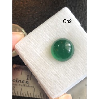 Ch2 โมรา อาเกตเขียว หรือคาลซิโดนี ( Green Chalcedony )รูปทรงกลม 10มิลหนา3มิล น้ำหนัก 3.80กะรัต