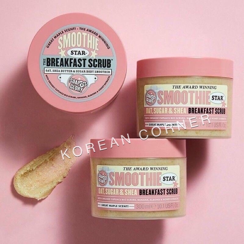 Soap & Glory Breakfast Scrub สครับ ขัดผิว สกัดจาก โอ๊ต กล้วย แอลมอนด์ น้ำผึ้ง หอมกลิ่น เมเปิ้ล S&G แ