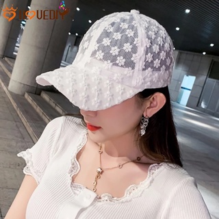 หมวกเบสบอลผู้หญิงผ้าตาข่ายลายดอกไม้ปรับสายได้ Strapback Unisex Ponycap